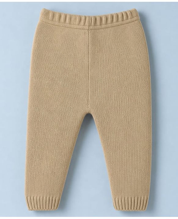 Babyhug Knit Full Sleeves Sweater Set With Cable Knit - Beige