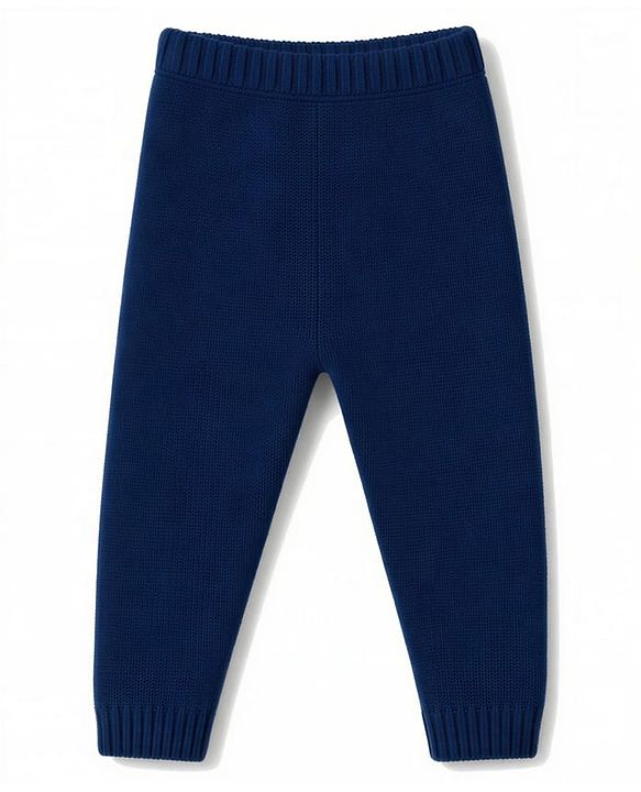 Babyhug Knit Full Sleeves Sweater Set With Cable Knit - Navy Blue