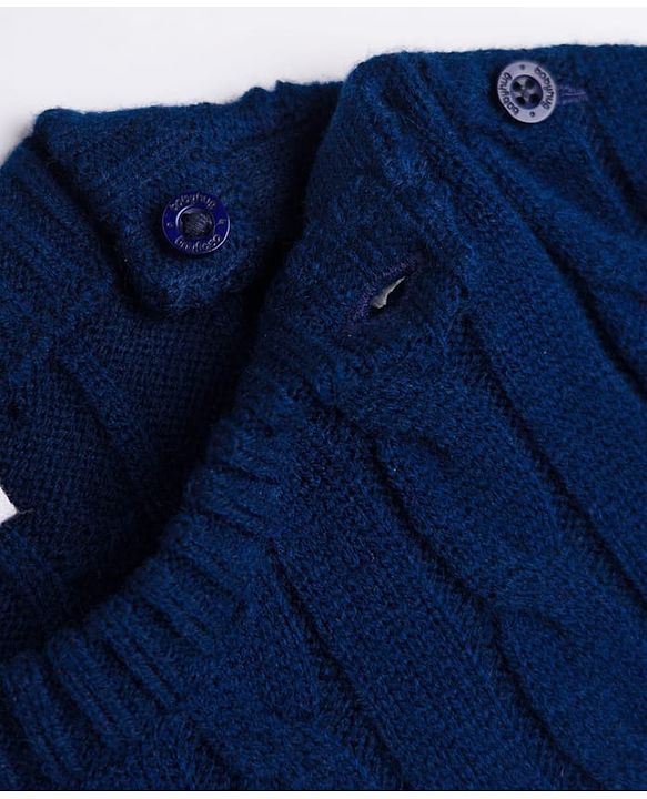 Babyhug Knit Full Sleeves Sweater Set With Cable Knit - Navy Blue