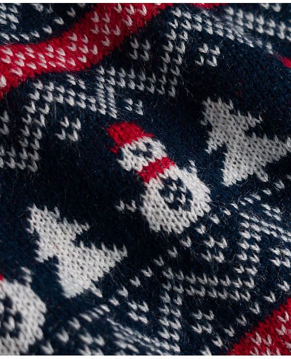 Babyhug Knit Full Sleeves Snow Man Designed Sweater Set -Navy