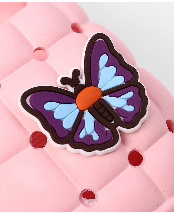 Cute Walk by Babyhug Back Strap Closure Clogs With Butterfly Applique in Pink