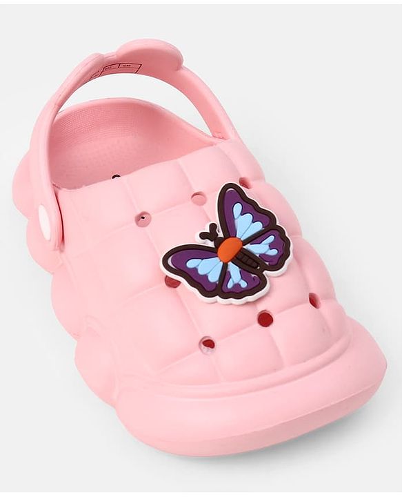 Cute Walk by Babyhug Back Strap Closure Clogs With Butterfly Applique in Pink
