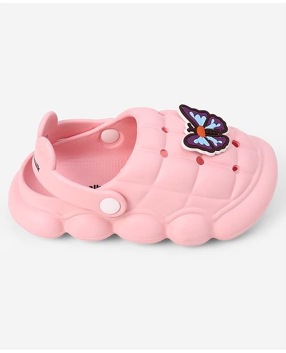 Cute Walk by Babyhug Back Strap Closure Clogs With Butterfly Applique in Pink