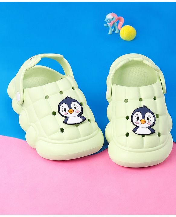 Cute Walk by Babyhug Clogs with Backstrap & Penguin Applique - Green