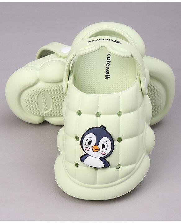 Cute Walk by Babyhug Clogs with Backstrap & Penguin Applique - Green