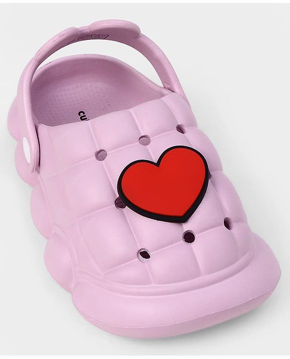 Cute Walk by Babyhug Back Strap Closure Clogs With Heart Applique in Purple