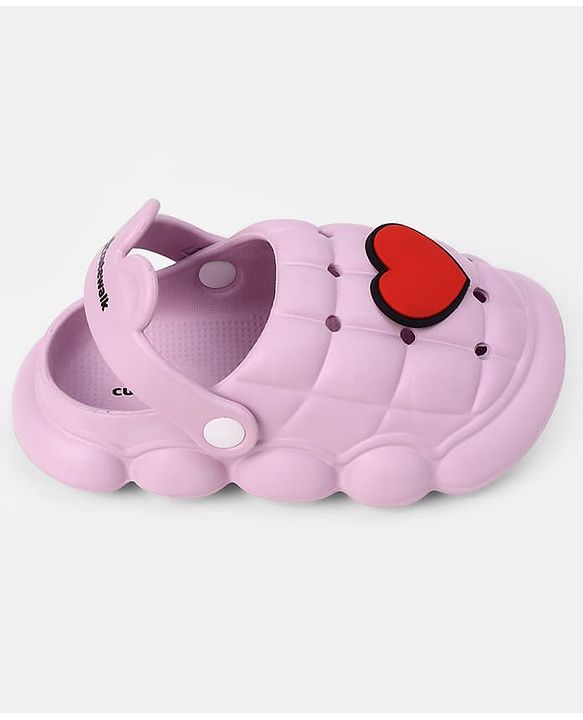 Cute Walk by Babyhug Back Strap Closure Clogs With Heart Applique in Purple