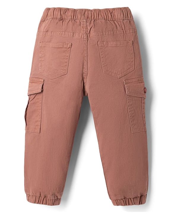 Babyhug Twill Woven Pant with Cargo Pocket in Rust Orange