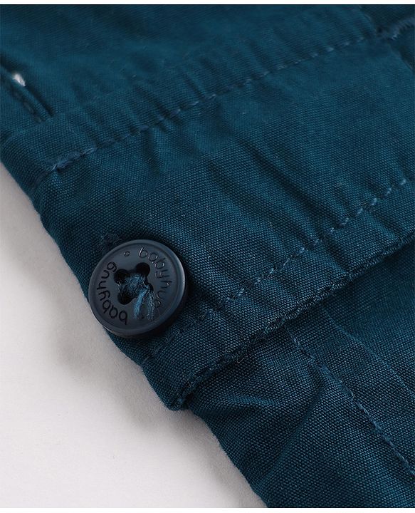 Babyhug 100% Cotton Woven Full Length Solid Jogger in Blue