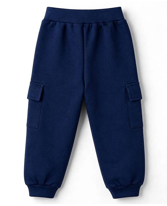 Babyhug 100% Cotton Knit Full Sleeves Checked Hooded T-Shirt & Jogger Set With Panda Applique - Green & Navy Blue