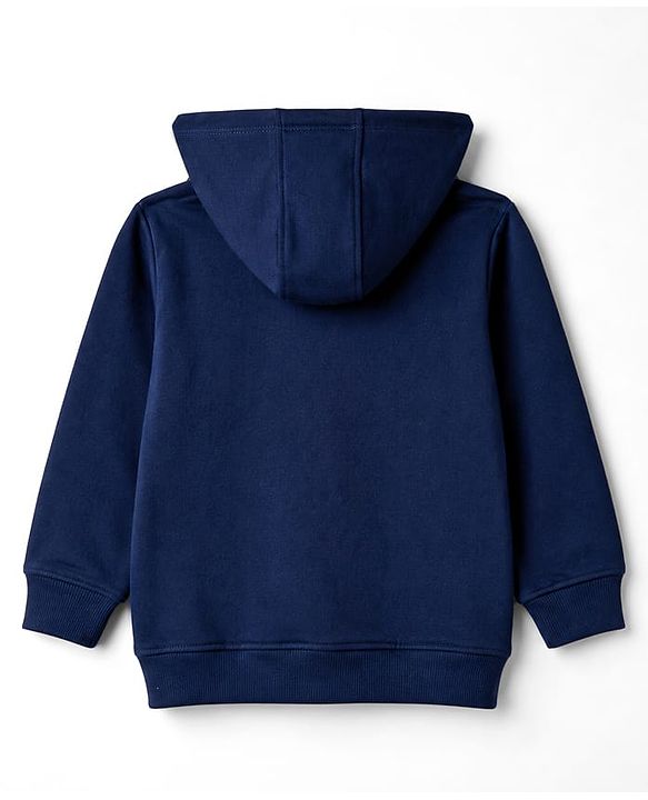 Babyhug 100% Cotton Knit Full Sleeves Striped & Bear Printed Winter Wear Set - Navy Blue & Brown