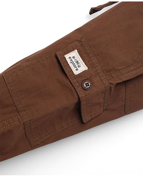 Babyhug 100% Cotton Woven Full Length Pants With Cargo Pockets - Navy Blue