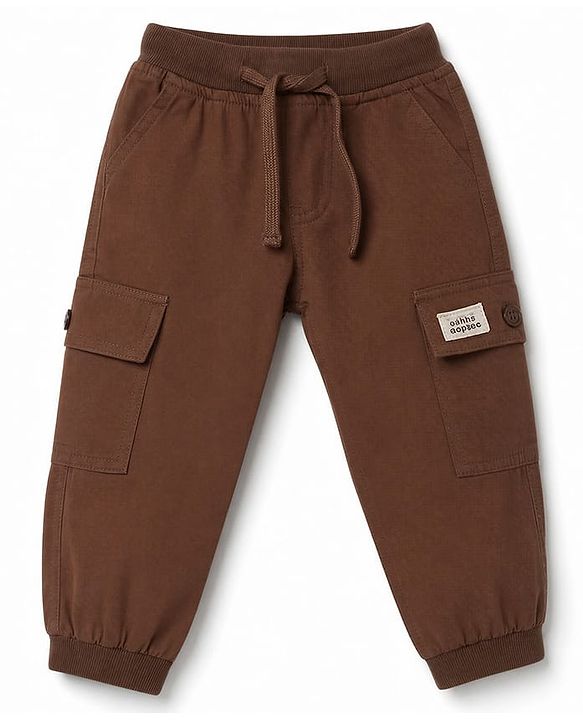 Babyhug 100% Cotton Woven Full Length Pants With Cargo Pockets - Navy Blue