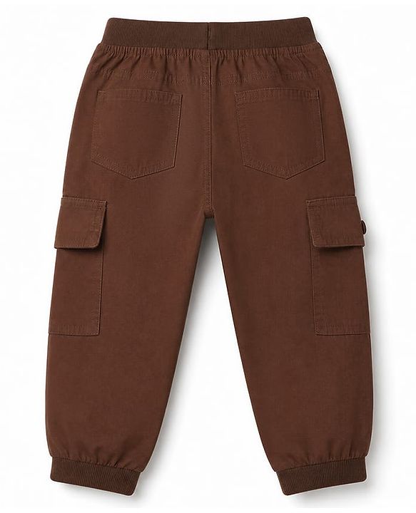 Babyhug 100% Cotton Woven Full Length Pants With Cargo Pockets - Navy Blue