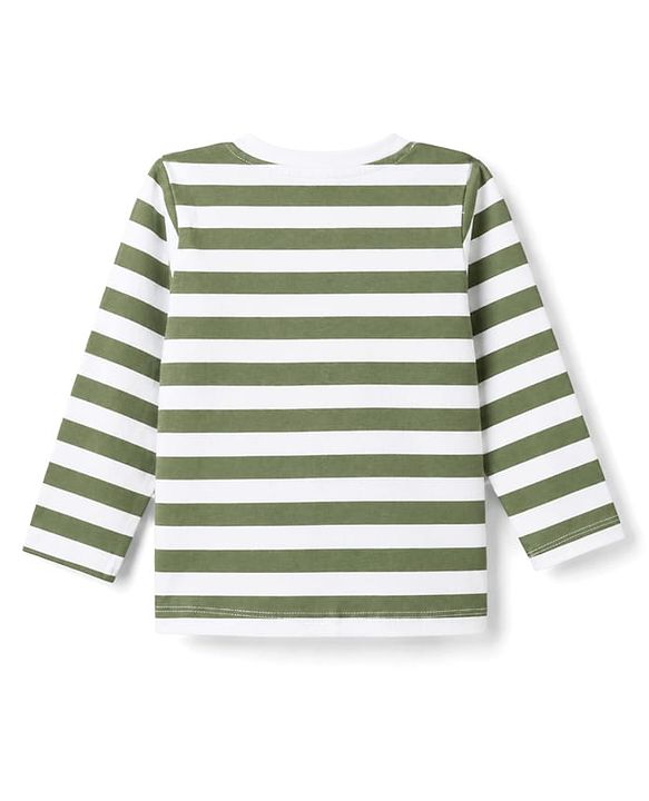 Babyhug Interlock Knit Full Sleeves Striped T-Shirt & Lounge Pant Set with Lion Applique - Multicolour