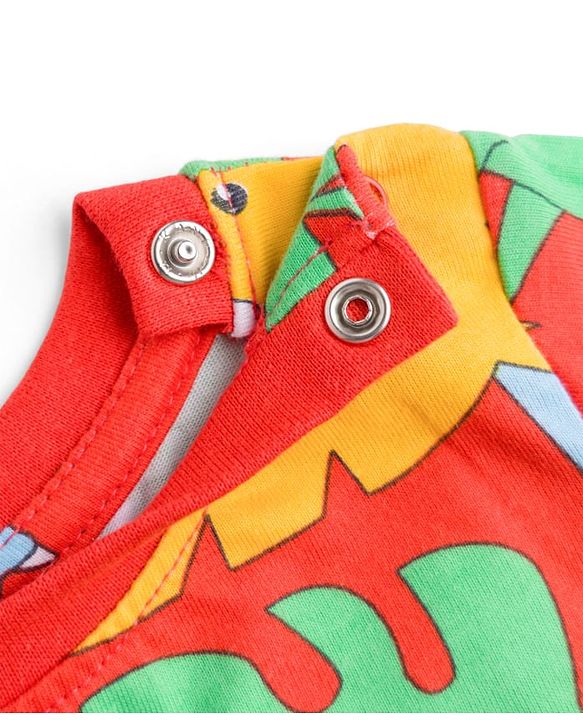 Babyhug 100% Cotton Knit Half Sleeves Dino Printed Co-Ords T-Shirt & Shorts Night Suit - Red