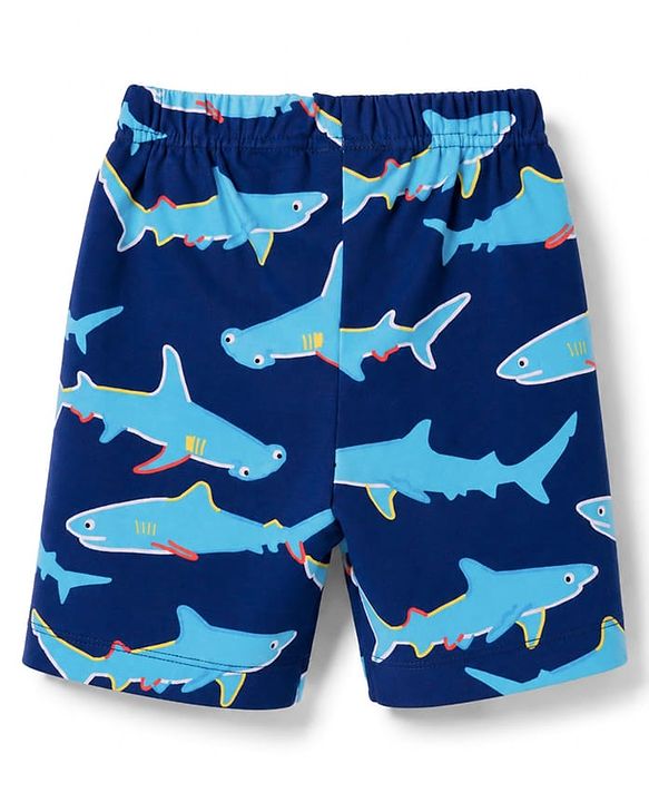 Babyhug 100% Cotton Knit Half Sleeves Sea Life Printed Co-Ords T-Shirt & Shorts Night Suit - Navy Blue