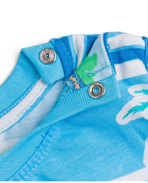 Babyhug 100% Cotton Knit Half Sleeves Co-ords Beach Printed T-Shirt & Shorts Night Suit - Blue