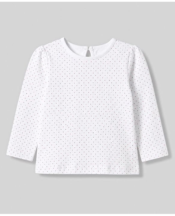 Babyhug Corduroy Woven Full Sleeves Polka Dots Printed & Floral Embroidered Frock With Inner Tee - Pink