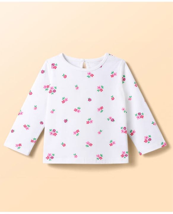 Babyhug Woven Full Sleeves Floral Printed & Embroidered Frock With Inner Tee - Multicolor
