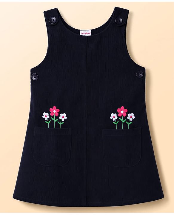 Babyhug Woven Full Sleeves Floral Printed & Embroidered Frock With Inner Tee - Multicolor