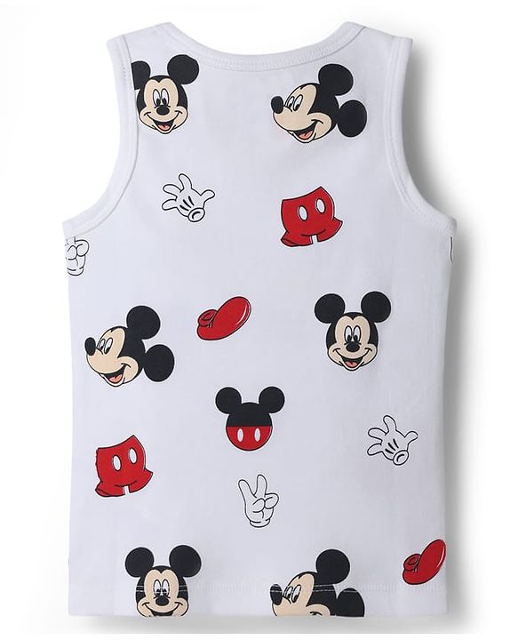 Babyhug Disney Single Jersey Knit Sleeveless Vests With Mickey Mouse Graphics Pack of 2 - Multicolor