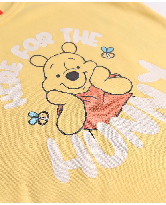 Babyhug Disney Single Jersey Knit Sleeveless Striped Vest With Winnie the Pooh Graphic Pack of 2 - White & Yellow