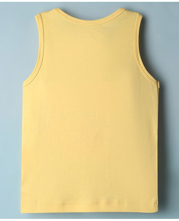 Babyhug Disney Single Jersey Knit Sleeveless Striped Vest With Winnie the Pooh Graphic Pack of 2 - White & Yellow