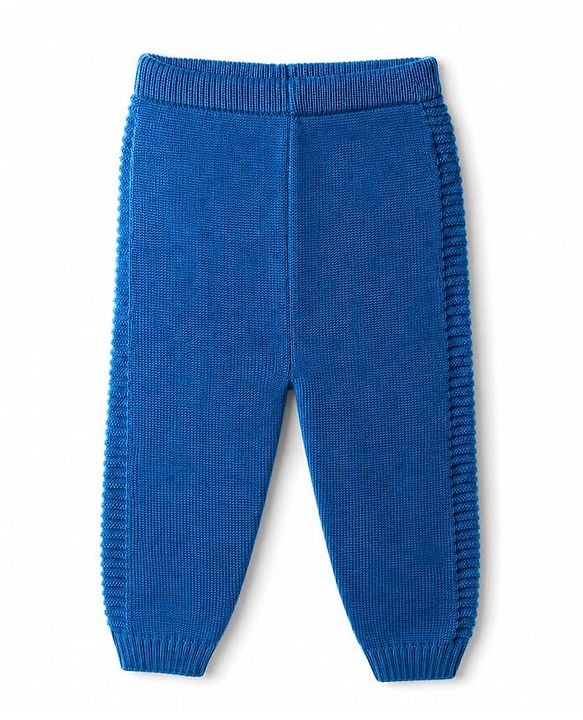 Babyhug Knit Full Sleeves Striped Hooded Sweater Set -Blue