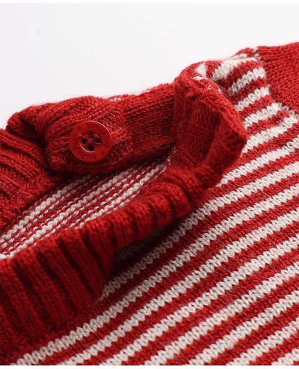 Babyhug Knit Full Sleeves Sweater Set with Cap and Tiger Applique in Rust Orange