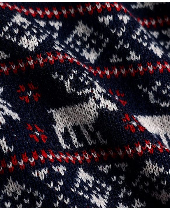 Babyhug Knit Full Sleeves Sweater Set With Cap & Floral Design - Red & Navy Blue