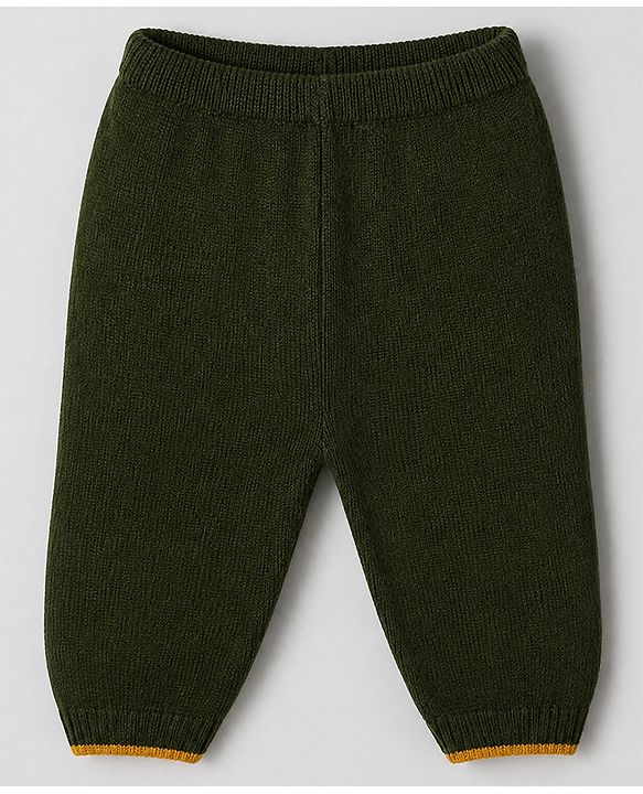 Babyhug Knit Full Sleeves Sweater Set With Elephant Applique - Mustard