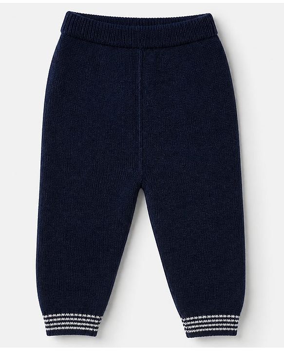 Babyhug Knit Full Sleeves Sweater Set With Raccoon Detailing & Cap - Navy Blue