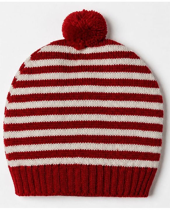 Babyhug Knit Sweater Set and Cap with Full Sleeves and Bear Detailing - Red