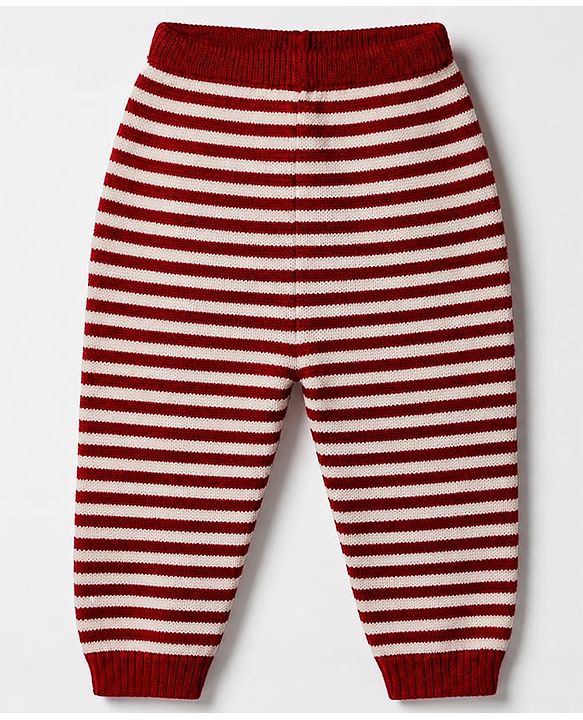 Babyhug Knit Sweater Set and Cap with Full Sleeves and Bear Detailing - Red