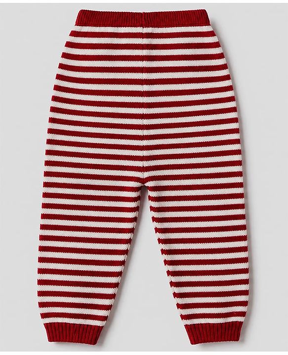 Babyhug Knit Sweater Set and Cap with Full Sleeves and Bear Detailing - Red