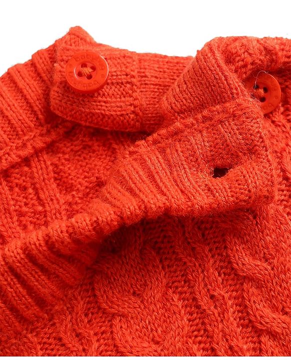 Babyhug Knit Full Sleeves Cable Knit Pullover - Rust Orange