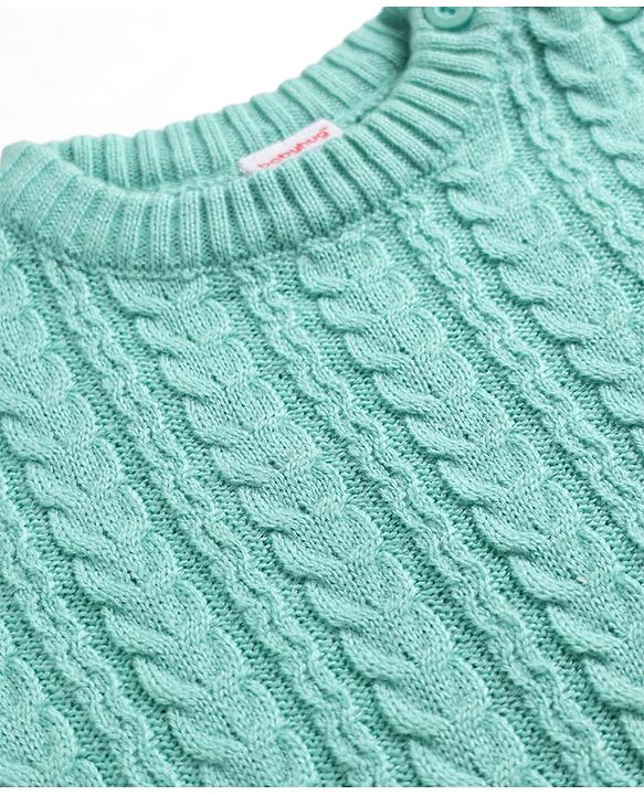 Babyhug Knit Full Sleeves Cable Knit Pullover - Rust Orange