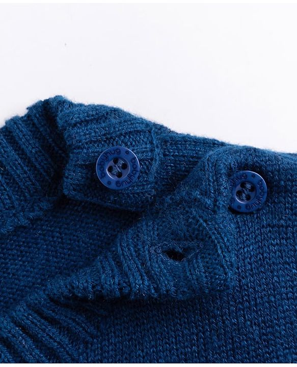 Babyhug Knit Full Sleeves Striped Sweater Set - Navy Blue