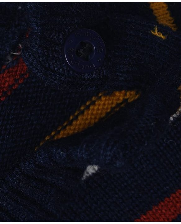 Babyhug Knit Full Sleeves Striped Sweater Set - Navy Blue