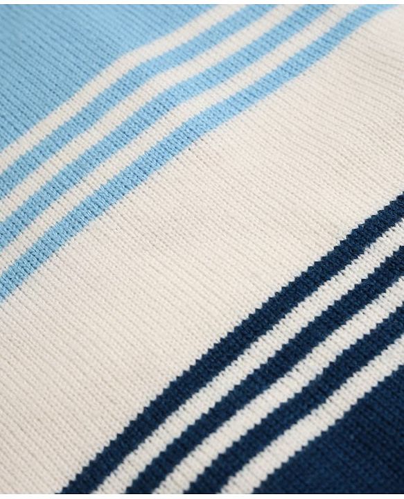 Babyhug Knit Sweater Set with Full Sleeves and Striped Print in Light/Sky Blue