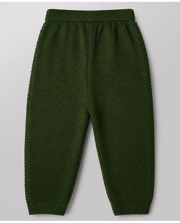 Babyhug Knit Full Sleeves Sweater and Pant Set with Stripes - White, Green, Yellow