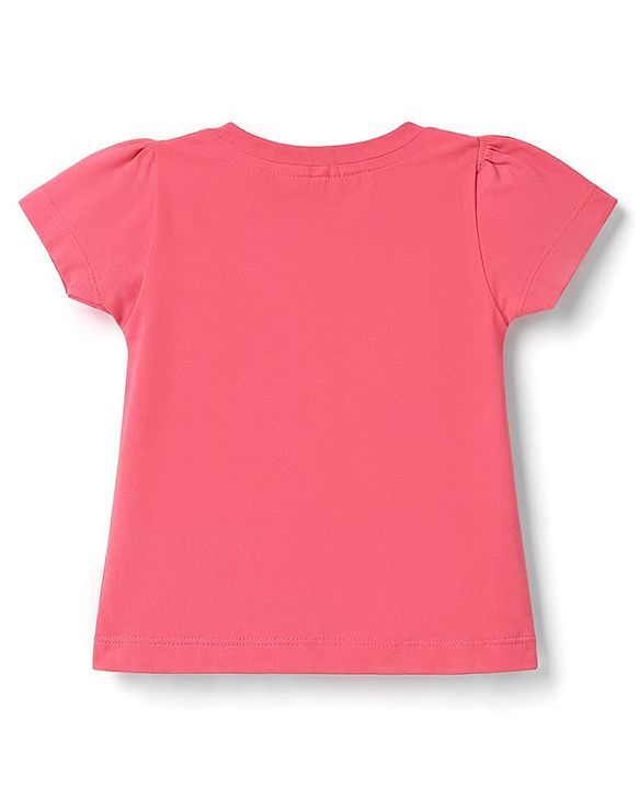 Babyhug 100% Cotton Knit Half Sleeves T-Shirt & Shorts Night Suit with Bear Print - Dark Pink