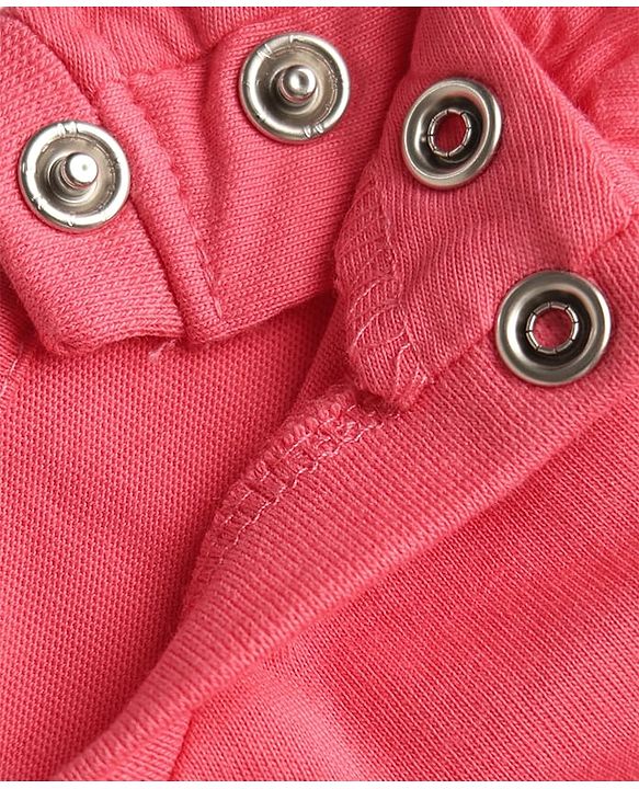 Babyhug 100% Cotton Knit Half Sleeves T-Shirt & Shorts Night Suit with Bear Print - Dark Pink