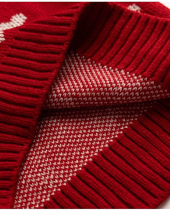 Babyhug Knit Full Sleeves Sweater Set with Heart Design - Maroon
