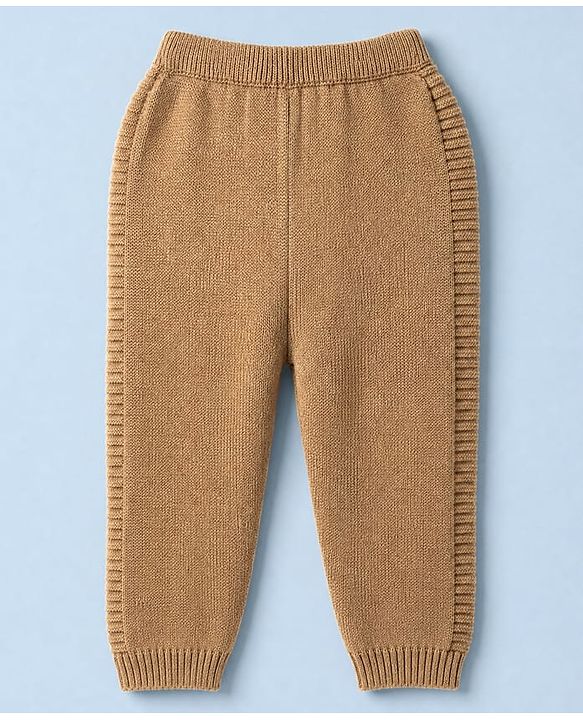 Babyhug Knit Full Sleeves Striped Sweater Set - Beige