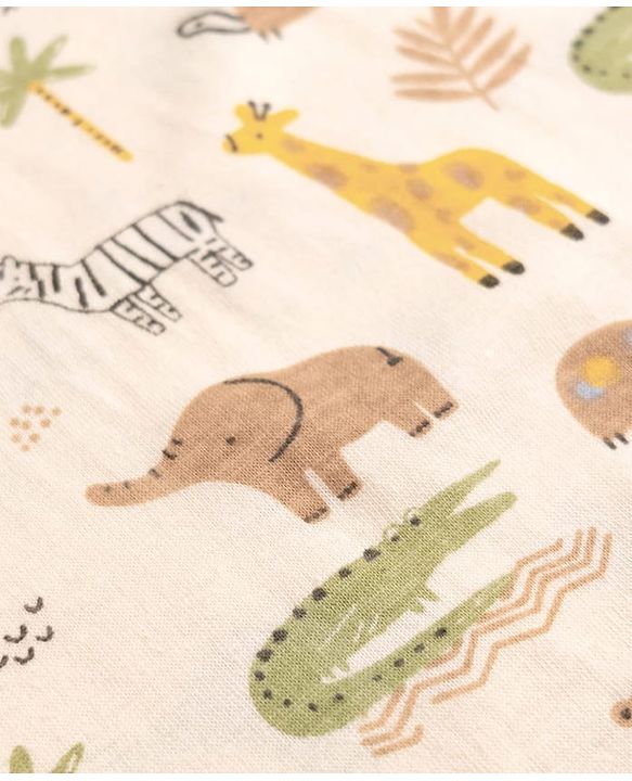 Babyhug 100% Cotton Single Jersey Knit Sleeveless Antibacterial Striped Sando With Animal Print Pack of 3 - Orange, Light Blue & White