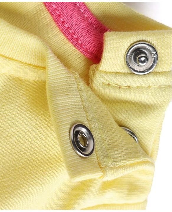 Babyhug 100% Cotton Knit Half Sleeves T-Shirt & Capri Night Suit With Butterfly & Floral Print - Yellow / Pink