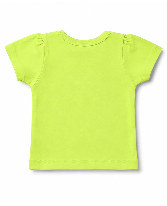 Babyhug 100% Cotton Knit Half Sleeves T-Shirt & Capri Night Suit with Smile Print - Lime