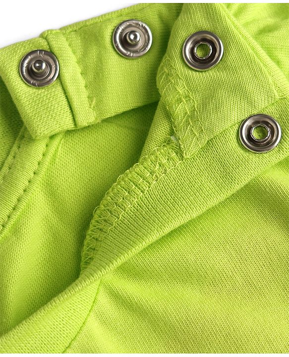 Babyhug 100% Cotton Knit Half Sleeves T-Shirt & Capri Night Suit with Smile Print - Lime